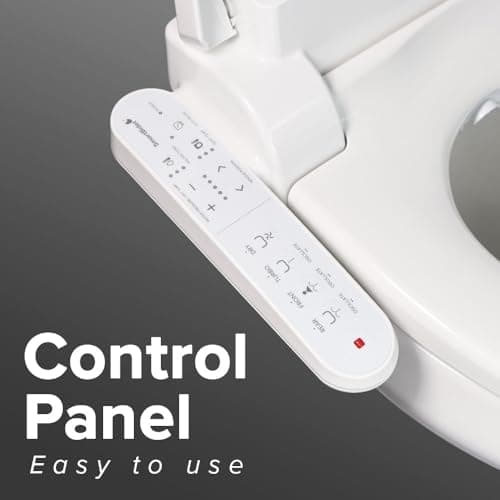 SmartBidet SB-2000WE Electric Bidet Toilet Seat with Heated Seating, Warm Air Dryer, Temperature Control Wash, and Control Panel, Elongated Seating