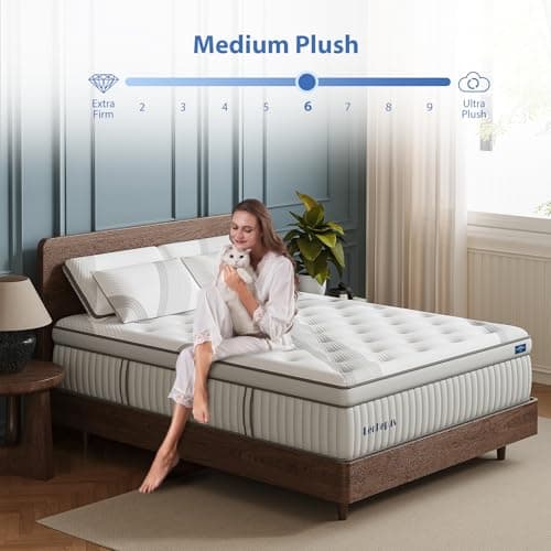 Queen Mattress, 14 Inch Queen Size Hybrid Memory Foam and Individual Pocket Spring,Motion Isolation,Medium Plush Mattress in Box,Pressure Relief, Edge Support Upgrade