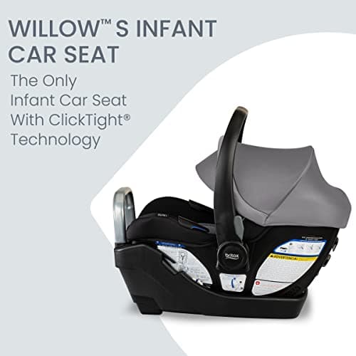 Britax Willow S Infant Car Seat with Alpine Base, ClickTight Technology, Rear Facing Car Seat with RightSize System, Graphite Onyx