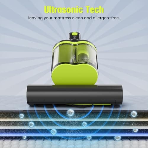 Mattress Vacuum Cleaner UV for Pet Hair,16kPa Power Suction Bed Vacuum,140°F Heated Function,Ultrasonic High Tapping with HEPA Filter,Bed Vacuum Cleaner for Sofa, Couch, Crib(Corded,4.5Amp)