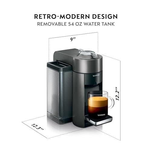 Nespresso Vertuo Coffee and Espresso Maker,1597 ml, by De'Longhi, Graphite Metal
