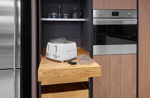 Smeg 50's Style Retro Aesthetic 4 Slice Toaster 6 Presets Extra Wide Slots White TSF03WHUS