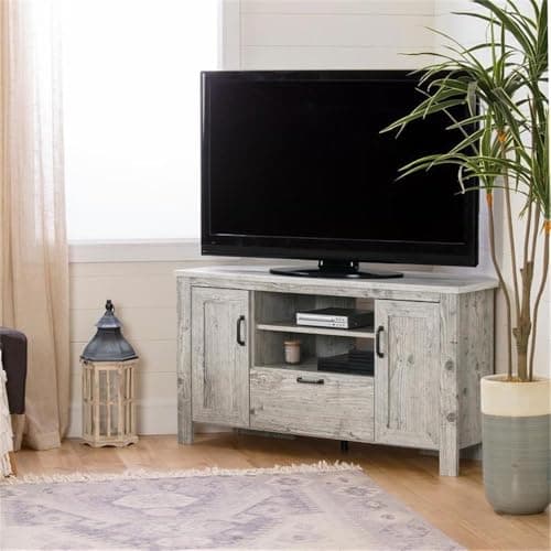 Pemberly Row TV Entertainment Center for 48" TV, Tall TV Cabinet Stand with Drawers and Storage Shelves for Living Room, Farmhoues Media Console Table, Distressed Grey