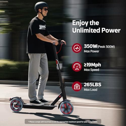 Electric Scooter for Adults- 10.4Ah Battery 350W(500W Peak) Motor, ≥19MPH & 25 Miles Long Range, 8.5'' Solid Tires Foldable with Dual Brake, Lightweight Portable Commuter E Scooter for Urban Travel