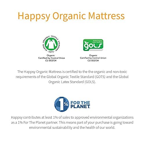 Happsy Organic Hybrid Mattress - Natural Latex Mattress with Encased Coil Layers - Medium Firm, Pressure Relieving - Bed-in-a-Box - King