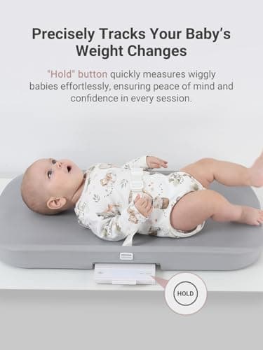 GROWNSY Smart Baby Scale, Cozy Baby Scale with Removable Safety Strap, Baby Ergonomic Design, Non-Slip, Comfortable,White