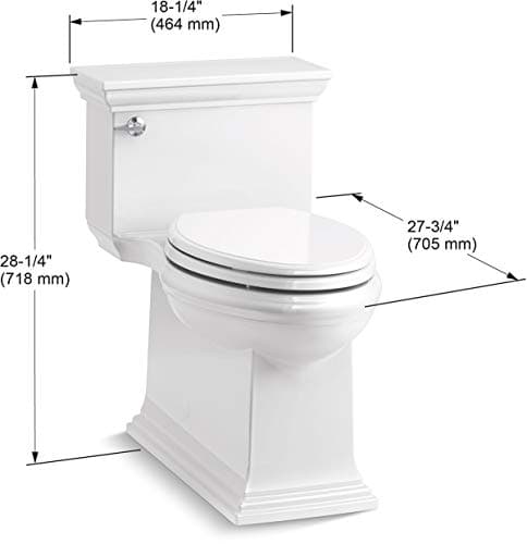 KOHLER K-6428-0 Memoirs Stately Comfort Height Skirted One-Piece Compact Elongated 1.28 GPF Toilet with AquaPiston Flush Technology and Left-Hand Trip Lever, White