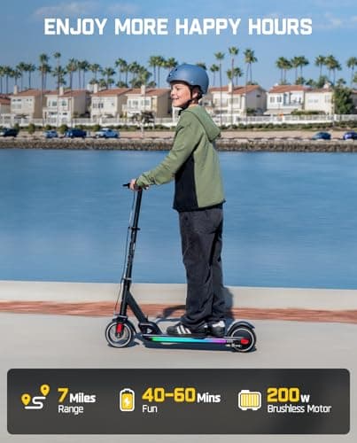 FanttikRide T9 Apex Electric Scooter for Kids 4.3-5.6 ft, 200 W Motor, LED Colorful Lights with Bluetooth Music Speaker, 7/10/12 MPH Digital Display, Adjustable Height, Foldable, Up to 40 mins
