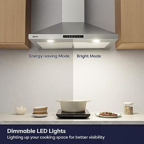 CIARRA Range Hood 30 inch 760m3/h Ductless Stove Hood Vent for Kitchen in Stainless Steel, Ducted and Ductless Convertible