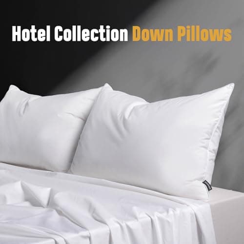 Luxury Feather Down Pillow King Size Set of 2 Pack, 100% Cotton Hotel Collection Bed Pillows for Sleeping, Down Surrounded Soft Medium Firm Pillows for Side Back Stomach Sleepers 20" x 36"