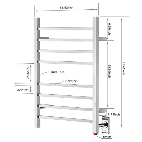 HEATGENE Towel Warmer, Heated Towel Warmer Rack, Wall-Mounted Hardwired/Plug-in Electric Towel Warmers for Bathroom, Hot Towel Rails - Mirror Polish