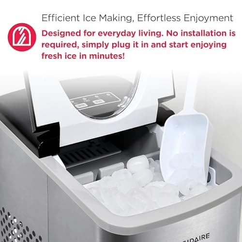 Frigidaire 26 Lbs per Day Portable Compact Maker, Ice Making Machine, Stainless, Medium