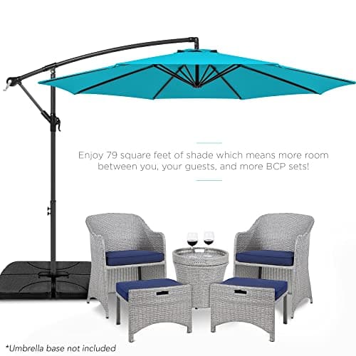 Best Choice Products 10ft Offset Hanging Market Patio Umbrella w/Easy Tilt Adjustment, Polyester Shade, 8 Ribs for Backyard, Poolside, Lawn and Garden