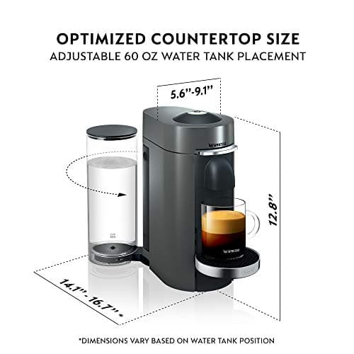 Nespresso Vertuo Plus Coffee and Espresso Maker by De'Longhi, Titan