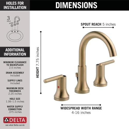 DELTA 3559-CZMPU-DST Trinsic Widespread, 5.00 x 16.00 x 5.00 inches, Champagne Bronze