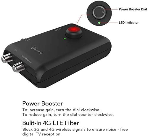 Antop HD Smart Boost Antenna Amplifier,TV Antenna Amplifier Signal Booster, HDTV Booster with Dual Outputs for 2 TVs, HD Digital VHF UHF FM Amplifier,Compatible with Any Non-Amplified Antennas