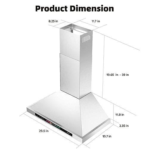 BRANO 30-inch Wall Mount Range Hood 900 CFM with Voice/Gesture/Touch Control, Stainless Steel Kitchen Hood Vent with 4 Speed Exhaust Fan, LED Adjustable Lights, Memory Mode