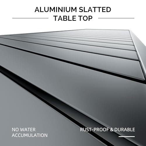 PURPLE LEAF Outdoor Dining Table 121" X 37" Slatted Tabletop Large Aluminum Rectangular Patio Dining Table for 10, Weather-Resistant Patio Table for Backyard Garden Lawn Porch Deck