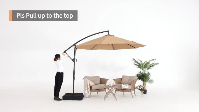 ABCCANOPY 10FT Cantilever Patio Umbrella with base included, 360° Rotation Outdoor Offset Umbrella for Backyard, Deck, Poolside (Navy Blue)