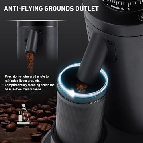 Huanyu Commercial Coffee Grinder Variable Speed Time Based Dosing Flat Burr Knob Control Professional Grinder with 8 Stepless Grinding Settings