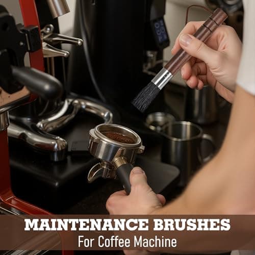 Takavu Coffee Grinder Cleaning Kit – 5pcs Boar Bristle Grinder Brush, Detail Scrub Brush, Steam Wand Brushes & Microfiber Towel for Espresso Machine Coffee Maker Pour Over