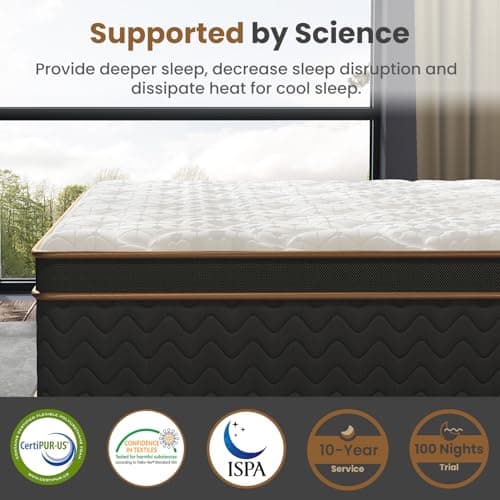 Queen Mattress, 14 Inch Plush Hybrid Mattresses with Gel Memory Foam, Fiberglass-Free Mattress in a Box, Individual Pocket Spring-Motion Isolation-Extra Edge Support, 365 Nights Trial,CertiPUR-US