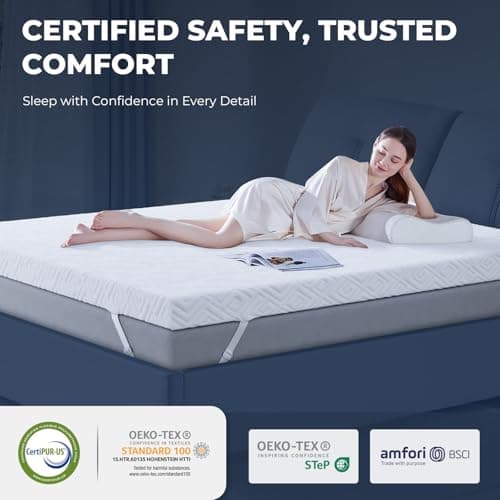 Memory Foam Mattress Topper - 3 Inch Gel Mattress Pad for Pressure Relief, Premium Soft Cooling Sleep Bed Topper, Non-Slip Design with Removable & Washable Cover (White, Queen)