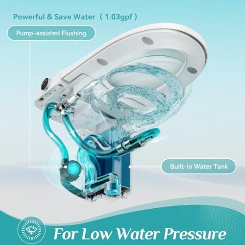 HOROW Luxury Smart Toilet, Upgraded Bidet Toilet with Pump for Low Water Pressure, Auto Open/close Lid, Instant Warm Water Bidet, Heated Seat, Automatic Flush, Elongated Toilet with Tank
