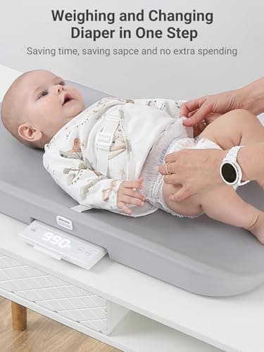 GROWNSY Smart Baby Scale, Cozy Baby Scale with Removable Safety Strap, Baby Ergonomic Design, Non-Slip, Comfortable,White