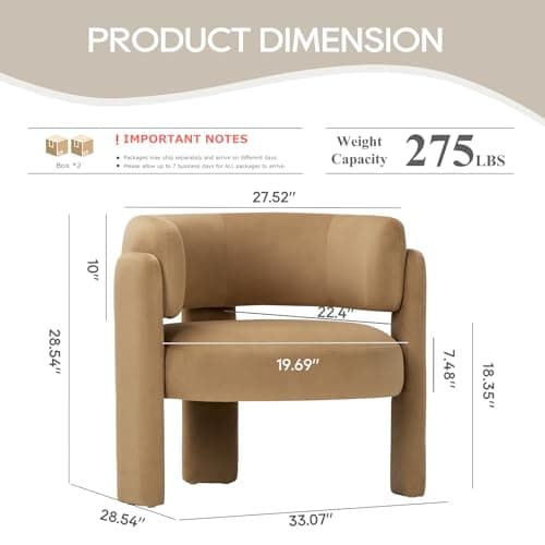 COLAMY Modern Velvet Accent Chairs Set of 2, Upholstered Barrel Chairs, Comfy Side Arm Chairs with 3 Legs for Living Room, Bedroom, Reading, Khaki