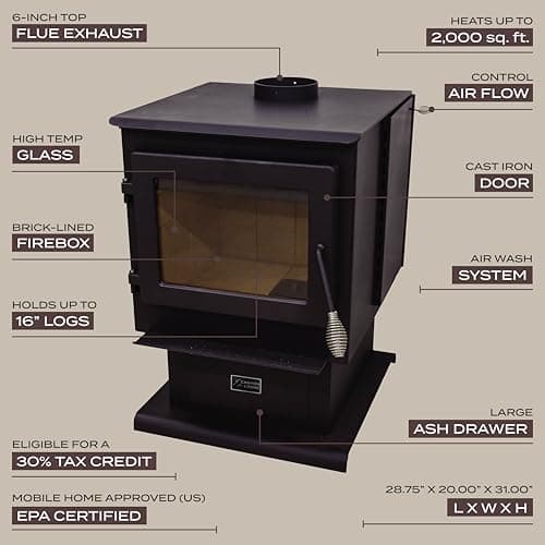 Small Wood Stove heats up to 2000 Sq ft