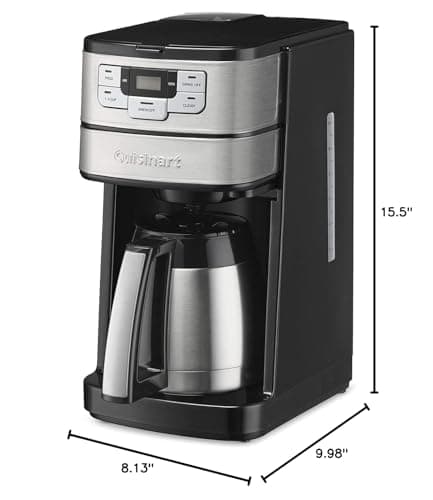 Cuisinart 10 Cup Coffee Maker with Grinder, Automatic Grind & Brew, Black/Silver, DGB-450NAS