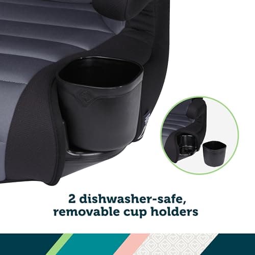 Safety 1st Grow and Go 2-in-1 Booster Car Seat with ComfortWings, Converts High-Back to Backless, 19" Wide, Fits 3 Across, Lightweight, Foldable, Easy-Clean, Cup Holders, 40-100 lbs, Black Sand