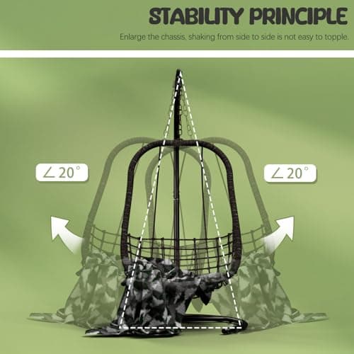 Hammock Stand Only Max 300lbs Hammock Chair Stand Only Heavy Duty Hanging Chair Stand 360 Degree Rotation Egg Chair Stand C Stand Frame for Egg Chair Indoor Outdoor Porch Swing