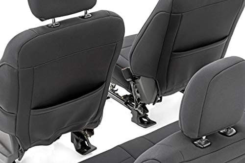 Rough Country Neoprene Seat Covers for Ford F-150 (2015-25), Lightning (2022-24), SuperDuty (2017-25) Crew Cab w/No Rear Arm Rest - Waterproof & UV Resistant, Foam Padded, Front & Rear Set