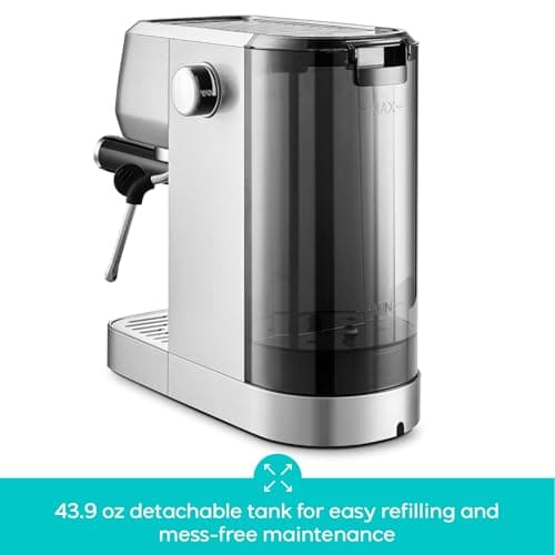 CASABREWS 3700 Essential Espresso Machine 20 Bar, Stainless Steel Cappuccino & Latte Machine with Steam Frother for Home, 43.9oz Water Tank, Silver