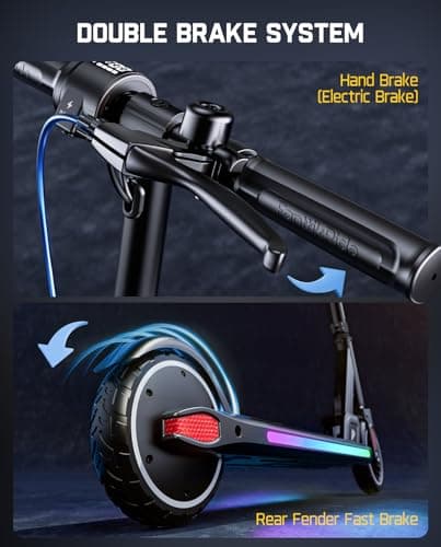 FanttikRide T9 Apex Electric Scooter for Kids 4.3-5.6 ft, 200 W Motor, LED Colorful Lights with Bluetooth Music Speaker, 7/10/12 MPH Digital Display, Adjustable Height, Foldable, Up to 40 mins