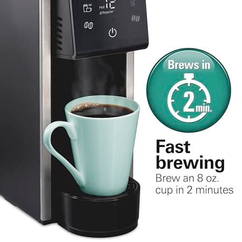 Hamilton Beach FlexBrew Advanced 4-in-1 Single Serve Hot & Iced Coffee Maker with Removable 45 oz. Water Reservoir, Use Pod Packs and Grounds, Fast Brewing, LED Touchscreen, Black (49925)