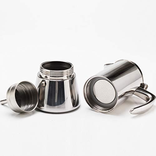 Stovetop Espresso Maker, Stainless Steel Moka Pot, Italian Style Coffee Machine Maker Suitable for Induction, Espresso Pot For 3-4 Cups, 200ml