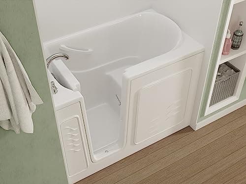 ANZZI Walk In Tub 53'' x 30'' Right Drain Soaking Bathtub in White Walk-In Soaker Tub with Easy Access Safe Grab Bars and Slip-Resistant Material and Quick Fill Faucet