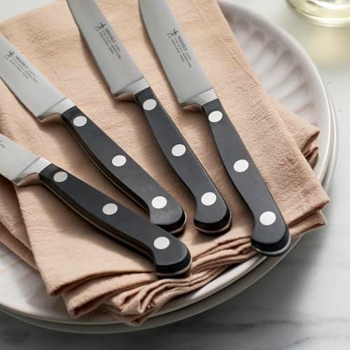 HENCKELS Classic Razor-Sharp Steak Knife Set of 4, German Engineered Informed by 100+ Years of Mastery, Black/Stainless Steel