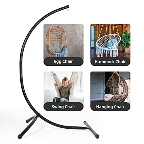 GOUTIME Hammock Chair Stand Only, Hanging Swing Egg Chair Stands Frame Holder, Heavy Duty Steel C Stand for Indoor Outdoor, Max Load 350 LBS