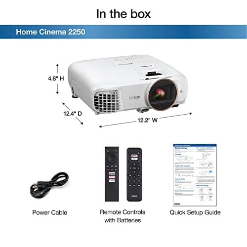 Epson Home Cinema 2250 3LCD Full HD 1080p Projector with Android TV, Streaming Projector, Home Theater Projector, 10W Speaker, Image Enhancement, Frame Interpolation, 70,000:1 contrast ratio, HDMI