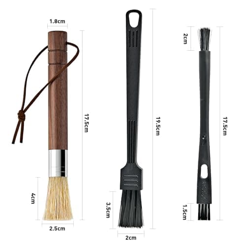 Coffee Grinder Cleaning Brush Set, Espresso Machine Brush Cleaner Tool with Walnut Wood Handle and Natural Bristles for Barista Home Kitchen