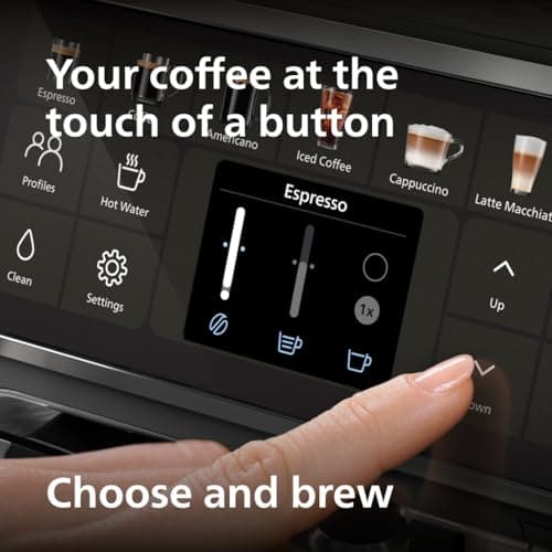 Philips 4400 Series Fully Automatic Espresso Machine – 12 Hot & Iced Coffees, Quick-to-Clean LatteGo Milk System, SilentBrew, QuickStart, Ceramic Grinder, Black Chrome (EP4444/90)
