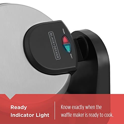 BLACK+DECKER Flip Waffle Maker, WM1404S, 7" Round Belgian Waffles, Ready Light Indicator