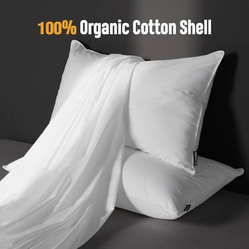 Luxury Feather Down Pillow King Size Set of 2 Pack, 100% Cotton Hotel Collection Bed Pillows for Sleeping, Down Surrounded Soft Medium Firm Pillows for Side Back Stomach Sleepers 20" x 36"