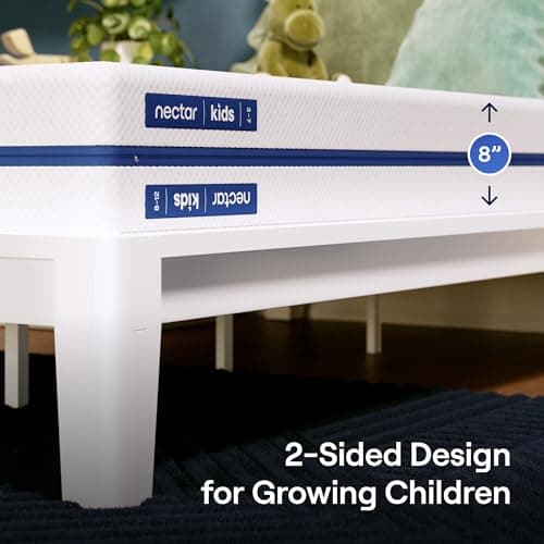 Nectar Kids Twin Mattress 8” - 2-Sided Design for Growing Children - Machine Washable Cooling Cover - Pressure Relieving Memory Foam - Fiberglass Free - 365 Night Trial