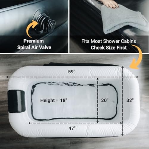 Alaskey® Portable Inflatable Bathtub – Foldable & Freestanding Soaking Tub for Adults – Durable, Space-Saving, Easy to Store – Home Spa & Relaxation