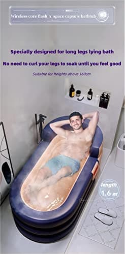 Inflatable adult bathtub with electric air pump,Suitable for hot water bath & ice bath(grapefruit tangerine)
